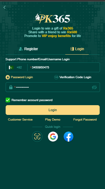 PK365 Game Login