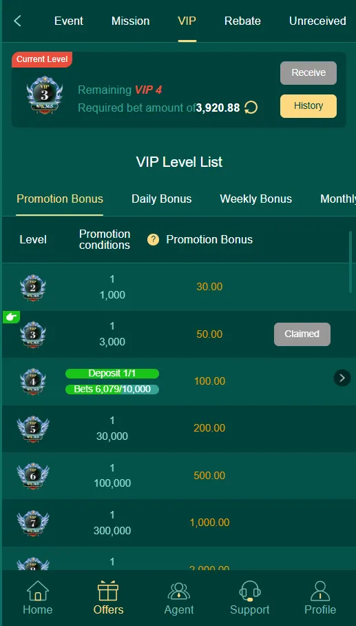 Bet and Become VIP