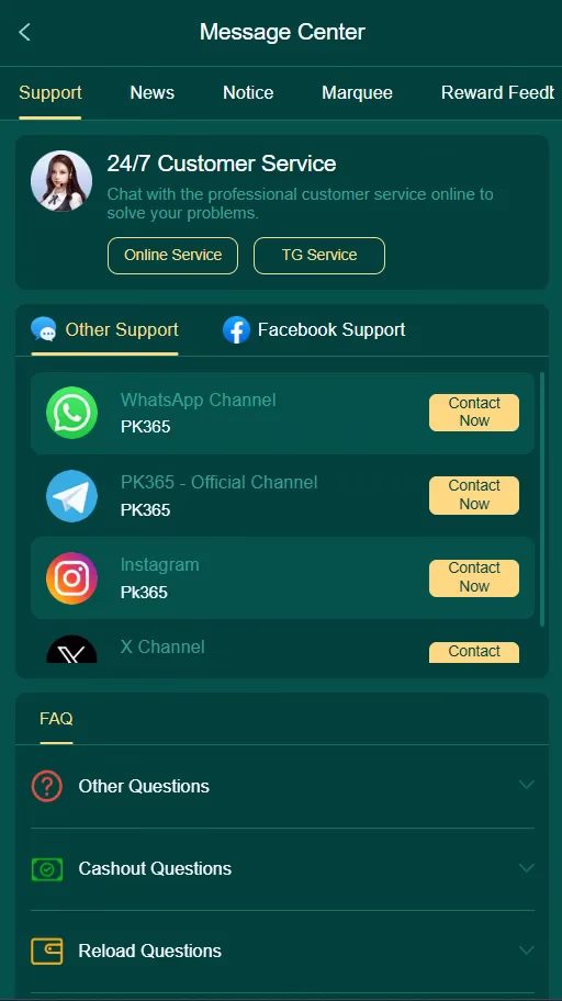 contact customer support via different platforms